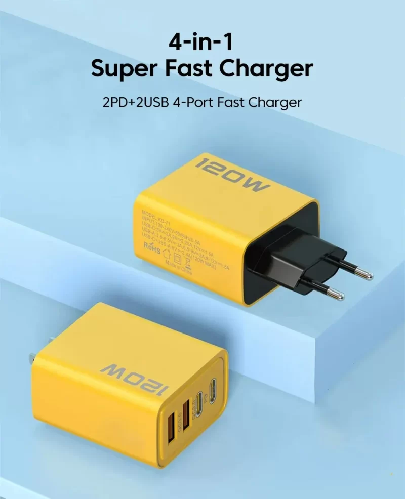 4 Ports USB C PD Chargeur Charge rapide 3.0 Type C Chargeurs de téléphone USB Adaptateur de charge rapide pour iPhone 16 15 Samsung Xiaomi Huawei – Image 6