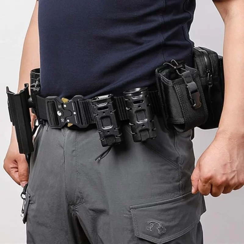 Oreilles rouges boucle en plastique ceinture tactique homme ceinture de toile militaire multifonctionnelle ceinture de formation en faux nylon extérieur ceinture de taille – Image 7