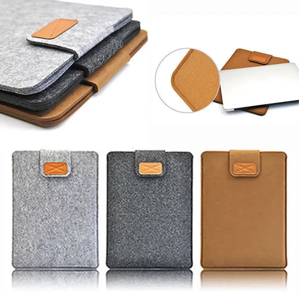 Feutre Manche Slim Tablette Case Cover Bag pour MacBooks Air Pro 11 13 15 pouces Sac de stockage de tablette couleur solide – Image 2