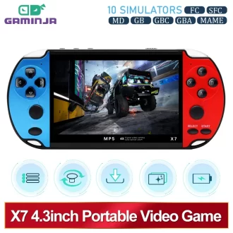 GAMINJA X7 4.3inch Console de jeu portable IPS écran lecteur de jeu vidéo HD Console de jeu intégrée 10000 jeux pour GBA GBC NES GBC