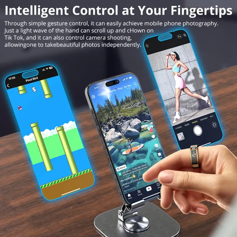 2025 Colmi R12 Ring intelligent avec écran d'affichage et tactile, charge sans fil, gestionnaire de santé, étanche à l'eau 5 ATM pour hommes et femmes – Image 5