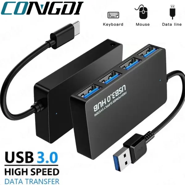 Adaptateur USB HUB 3.0 USB 3.0 HUB Extender 4 Ports Station d'accueil Transfert de date haute vitesse pour PC Accessoires d'ordinateur portable Splitter USB – Image 2