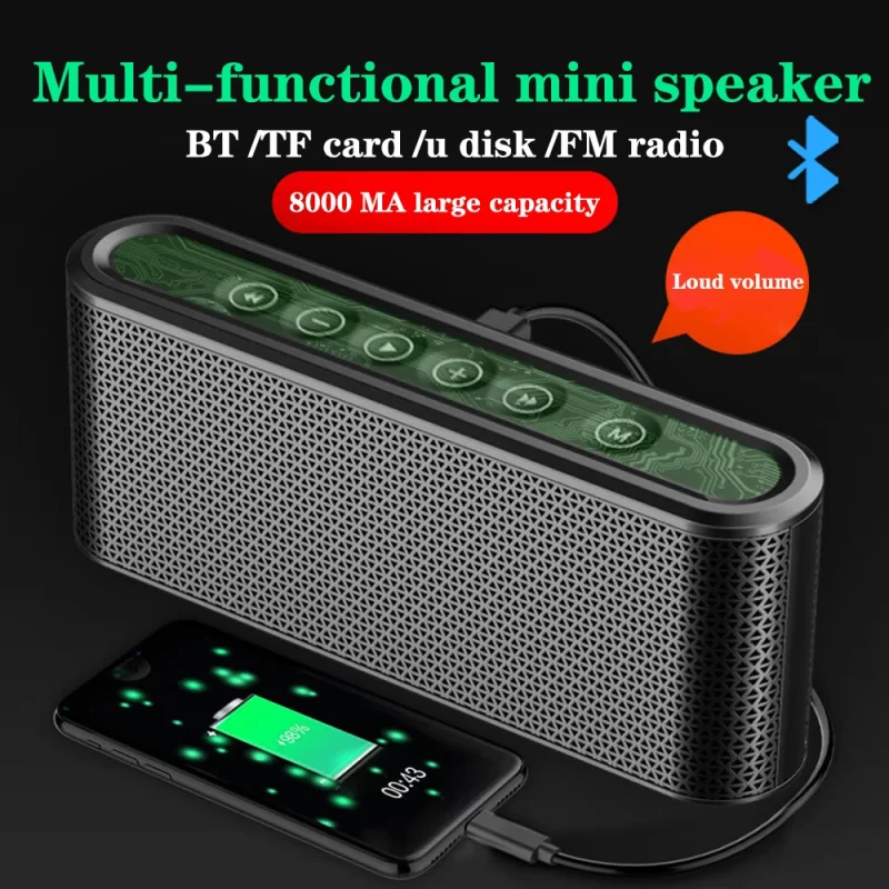 X6 8000mAh Battery Bluetooth-compatible V4 2 EDR Speaker Wireless TF Card USB Disk Subwoofer Mobile Power Bluetooth Speaker – Image 4