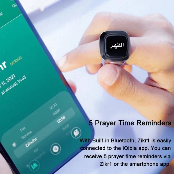 IQibla M02 Pro alliage métallique Tasbeeh compteur numérique intelligent Tasbih Zikr anneau pour louange musulmane avec boîte de charge Rappel de vibration – Image 4