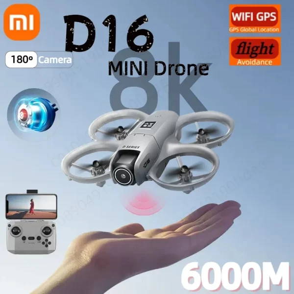 Xiaomi D16 Drone 8K Réglage électrique aérien HD professionnel Dual-caméra Flux optique GPS évitement Bushless moteur Drone UAV – Image 2