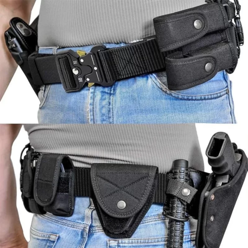 Oreilles rouges boucle en plastique ceinture tactique homme ceinture de toile militaire multifonctionnelle ceinture de formation en faux nylon extérieur ceinture de taille – Image 6
