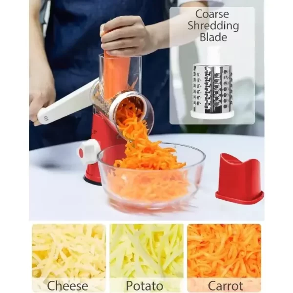 3 en 1 trancheuse de légumes multifonctionnelle rotative grilleuse portative avec 3 rouleaux aiguis trancheuse de légumes fromage Shredder outils de cuisine – Image 5