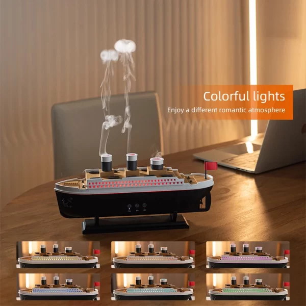 Modèle de navire Titanic décoration humidificateur d'air 250ml diffuseur d'huile essentielle méduse anneau de fumée diffuseur d'arôme pour maison – Image 5