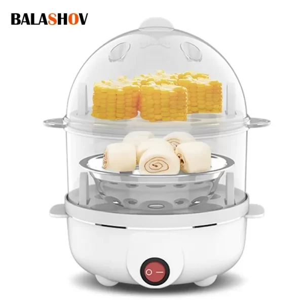 Automatique électrique œuf streamer électrique multifonctionnelle chaudière électrique à œufs double couche cuiseuse à œufs mini cuisine machine à petit-déjeuner – Image 2