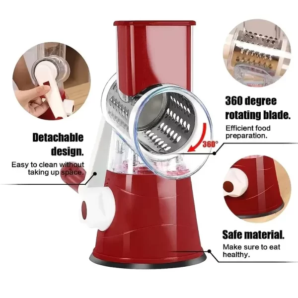 3 en 1 trancheuse de légumes multifonctionnelle rotative grilleuse portative avec 3 rouleaux aiguis trancheuse de légumes fromage Shredder outils de cuisine – Image 7