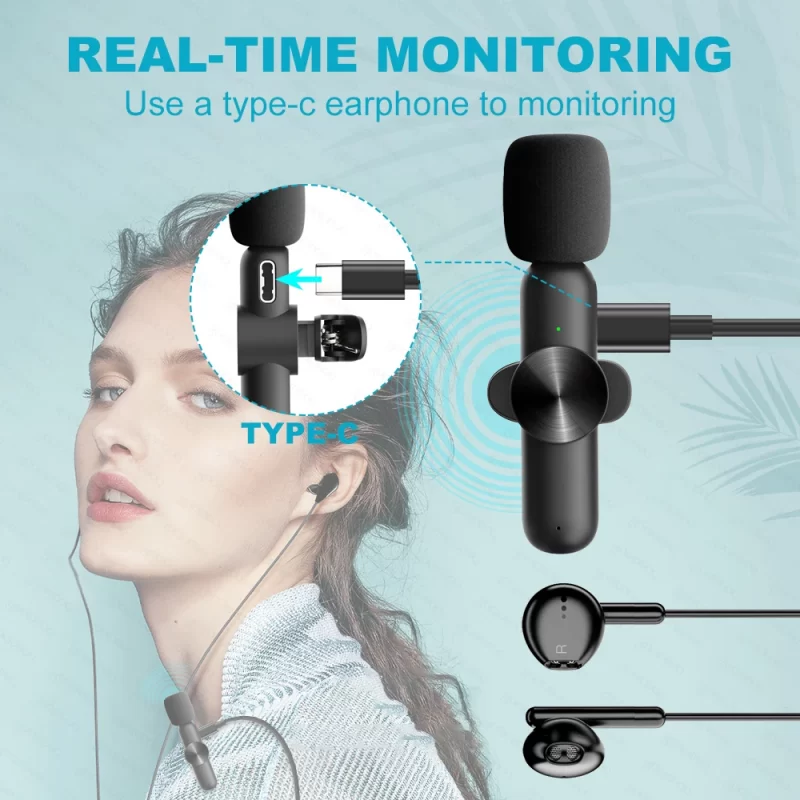 Microphone sans fil Lavalier Enregistrement audio et vidéo Mini Microphone pour iPhone Téléphone Android Diffusion en direct Mic Portable – Image 7