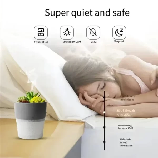 Diffuseur d'humidificateur de plantes vertes 150ML Simulation silencieuse Ultrasonic Aroma Air Atomizer Brume Maker pour la chambre à coucher du bureau à domicile – Image 5