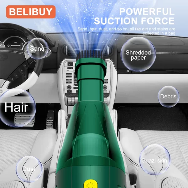 BELIBUY Aspirateur de voiture Machine de nettoyage ménager multifonctionnelle Machine de nettoyage de tapis de bureau sans fil portable haute puissance – Image 5