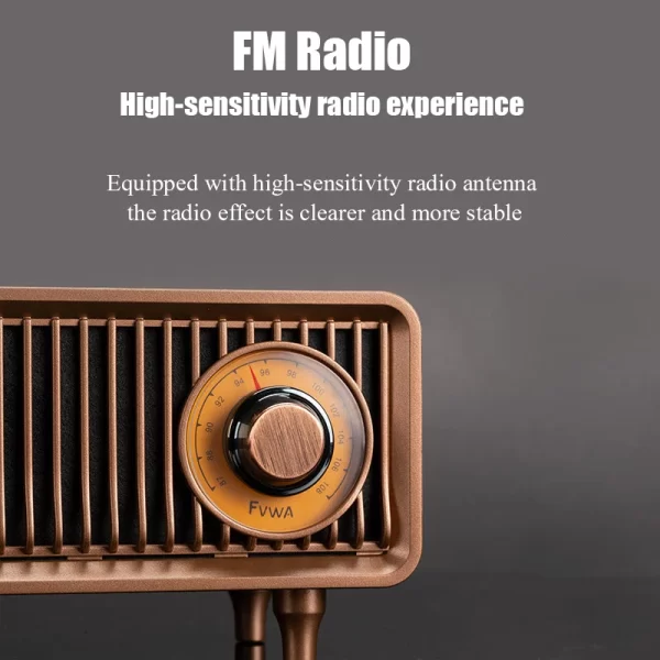 Retro Wood Radio Wireless Bluetooth Speaker Subwoofer Music Player with LED Light Support Handsfree TF Card U Disk AUX Play – Image 2