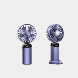 Mini ventilateur portable pliable portable ventilateur suspendu à cou 5 vitesse USB ventilateur rechargeable avec support de téléphone et écran d'affichage 1800mAh