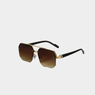 Lunettes de soleil en métal pour hommes Carré demi-cadre ongles de riz tendance occasionnelle personnalité rétro mode extérieur lunettes de sport