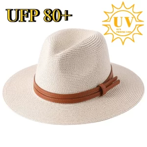 Fashion 56-60cm New Natural Straw Hat Panamad Soft Summer Female/male Wide Flap Beach Cap Sun Protection Uv Fedora Hat