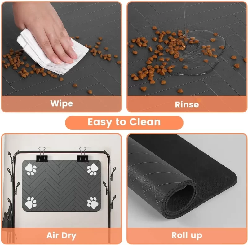 S（little kitten ）、M、L bsorbent Pet Feeding Mat, Waterproof Placemat for Dog & Cat Food & Water Bowls, Quick-Dry Rubber Backing – Image 5