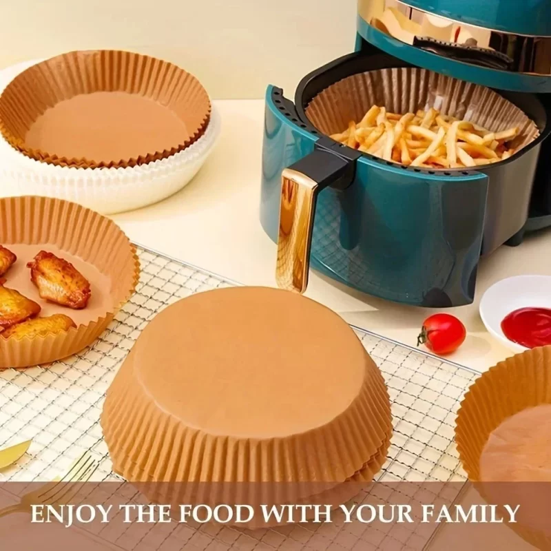 50pcs/Set Air Fryer Disposable Paper Parchment Wood Pulp Steamer Cheesecake Air Fryer Accessories Baking Paper For Air Fryer – Image 5