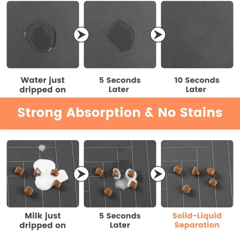 S（little kitten ）、M、L bsorbent Pet Feeding Mat, Waterproof Placemat for Dog & Cat Food & Water Bowls, Quick-Dry Rubber Backing – Image 3