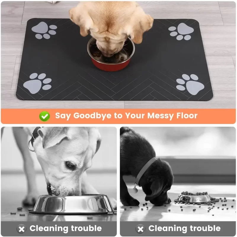 S（little kitten ）、M、L bsorbent Pet Feeding Mat, Waterproof Placemat for Dog & Cat Food & Water Bowls, Quick-Dry Rubber Backing – Image 4