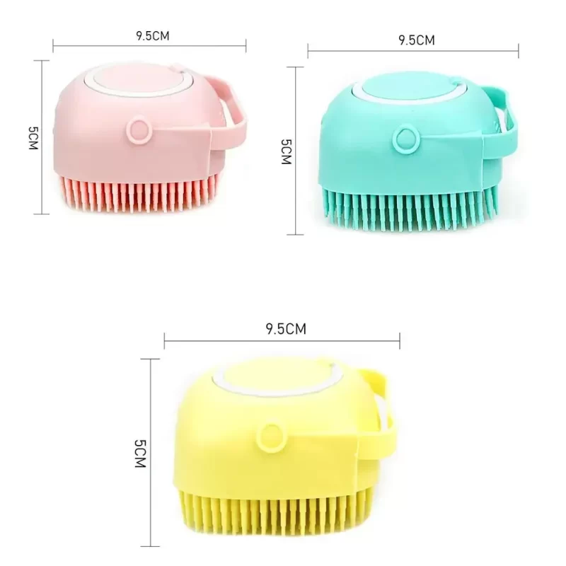 Pet Dog Shampoo Brush 2.7oz 80ml Cat Massage Comb Grooming Scrubber for Bathing Short Hair Soft Silicone Rubber – Image 10