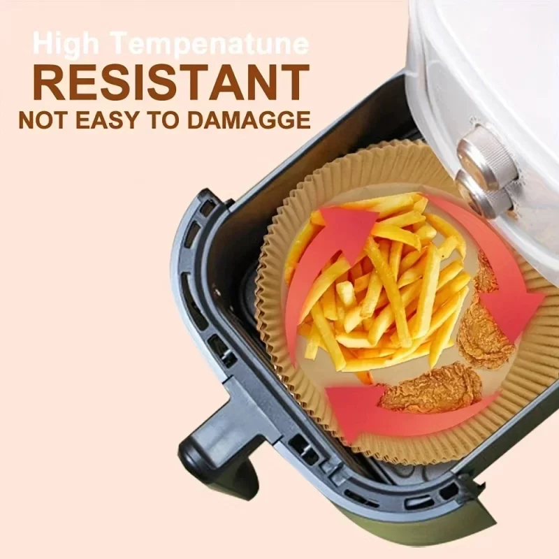 50pcs/Set Air Fryer Disposable Paper Parchment Wood Pulp Steamer Cheesecake Air Fryer Accessories Baking Paper For Air Fryer – Image 3