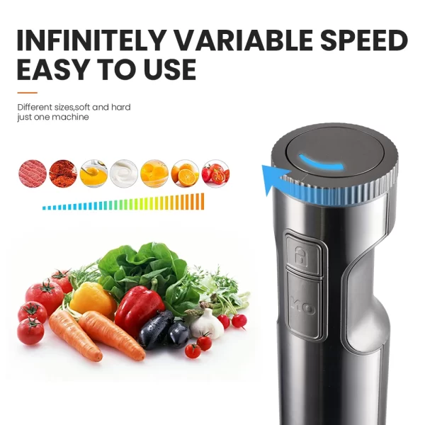 MIUI mélangeur à Immersion manuel 1000W puissant 4 en 1, mélangeur alimentaire en acier inoxydable, bécher de mélange de 700ml, processeur 500ml, fouet – Image 6