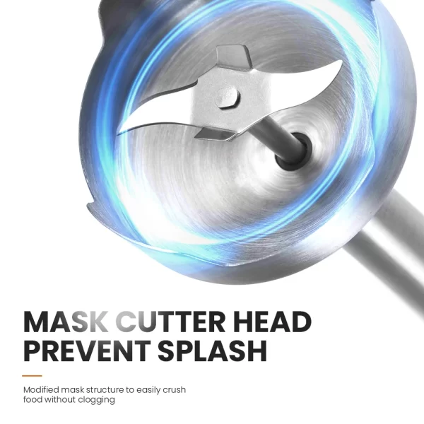 MIUI mélangeur à Immersion manuel 1000W puissant 4 en 1, mélangeur alimentaire en acier inoxydable, bécher de mélange de 700ml, processeur 500ml, fouet – Image 5