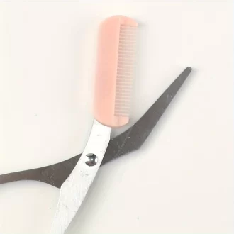 Ciseaux de coupe de sourcils roses avec peigne intégré - acier inoxydable, outil de toilettage précis, créant des sourcils parfaits