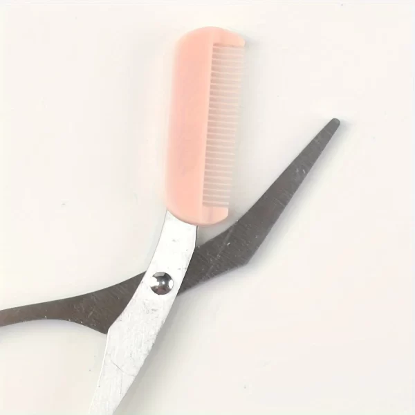 Ciseaux de coupe de sourcils roses avec peigne intégré - acier inoxydable, outil de toilettage précis, créant des sourcils parfaits