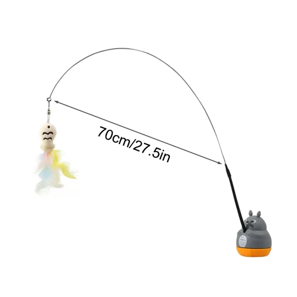 Bâton de pêche et de taquin pour petits chats, rotation à 360 degrés avec cloches à plumes et fil d'acier, 1 pièce – Image 7