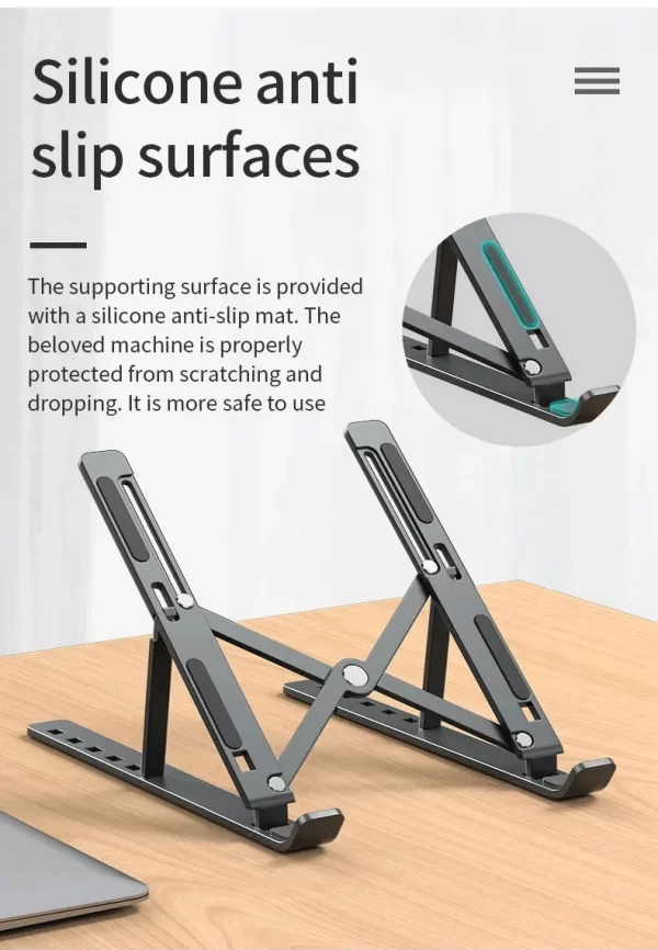 Nouveau Support de tablette Support de téléphone Portable pliable ordinateur Portable dissipateur de chaleur réglable ergonomique Support d'ordinateur Portable fournitures de bureau portables – Image 7