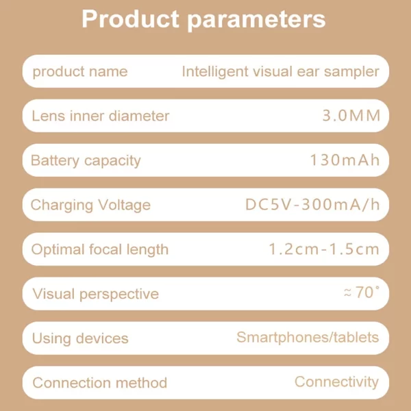 Tinsol-Nettoyeur d'oreille visuel intelligent, Kanoscope, Endoscope de charge USB C, Outil de suppression d'avertissement, Appareil photo Earpick, Soins de santé, Bâtons d'oreille, 1296P – Image 6