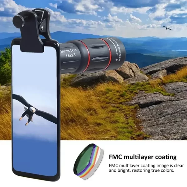 Nouveau Téléobjectif de téléphone portable, objectif de caméra à Zoom externe universel 18 fois loin du Concert – Image 7