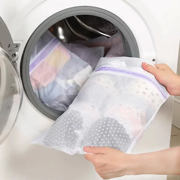 1Set de 3 Zipper Purple Fine Mesh Set en trois pièces de machine à laver classifiée sac de soins spéciaux – Image 2