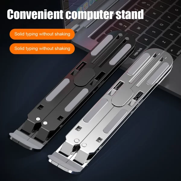 Support d'ordinateur Portable en alliage d'aluminium, réglable et pliable, pour ordinateur Portable, support de levage et de refroidissement, antidérapant – Image 5