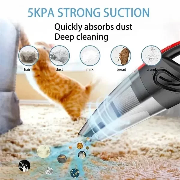 Aspirateur portable sans fil de voiture Aspirateur portable rechargeable puissant Aspirateur portable Charge rapide pour la voiture Maison Pet Hair – Image 4