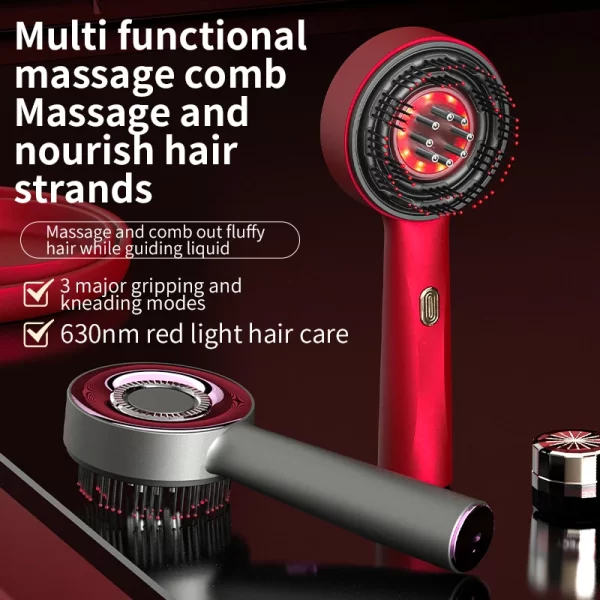Brosse électrique de repousse des cheveux avec Machine à lumière infrarouge, Point d'acupuncture, Massage du cuir chevelu, exercice Anti-perte de cheveux, peignes à récurer les cheveux – Image 2
