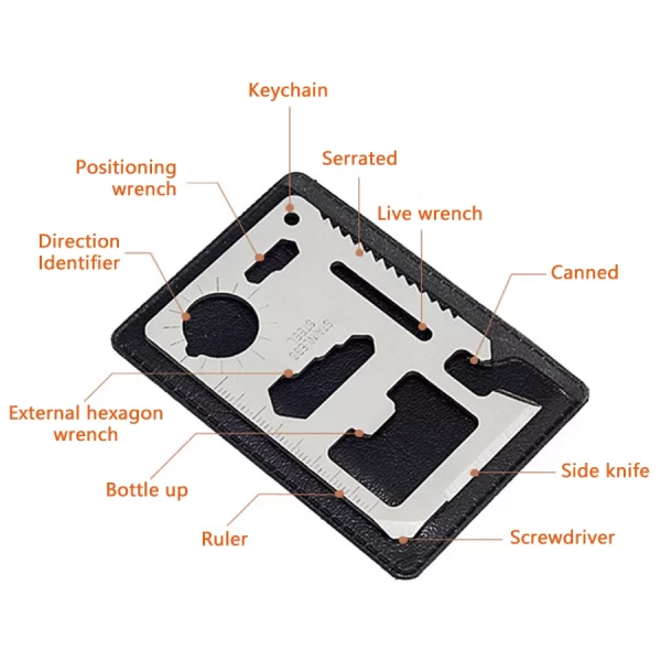 Outil de poche multifonction bouteille extérieure survivre carte d'équipement Gadget polyvalent ouvre-bouteille de Camping – Image 7