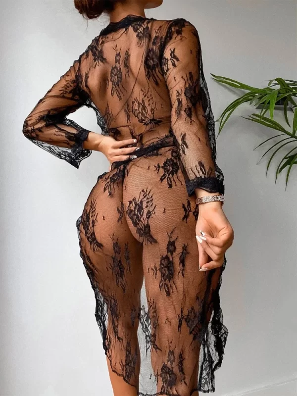 CP5XL sous-vêtements longs femmes robes de bal Chemise Sexy Chemise de nuit transparente érotique Lingerie transparente tentation exotique vêtements de détente – Image 5