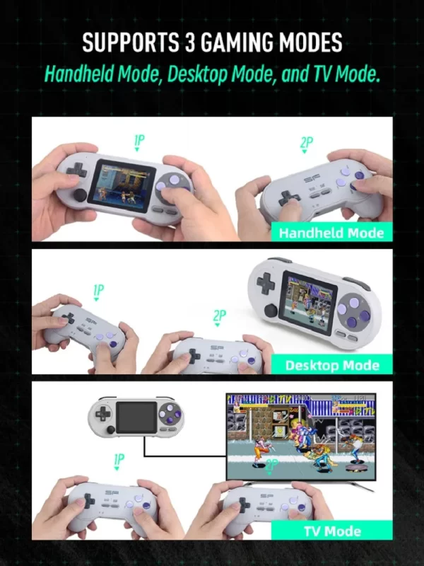 DATA FROG SF2000 Mini Console de jeu vidéo rétro 3 pouces IPS intégré 6000 jeux lecteur de jeu Portable prise en charge de la sortie TV AV – Image 4