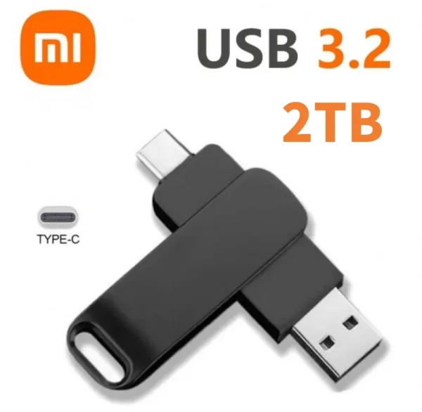 Xiaomi 3.2 U disque flash USB16TB transfert métallique haute vitesse lecteur haute capacité de type C mémoire portable bâton imperméable – Image 9