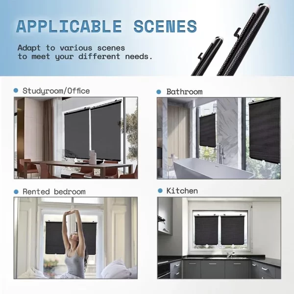 Black Out stores rouleau forage perceuse occultant nuances rideaux rouleaux pour fenêtre rouleau obscurcissement rideaux aveugles volet de cuisine – Image 6