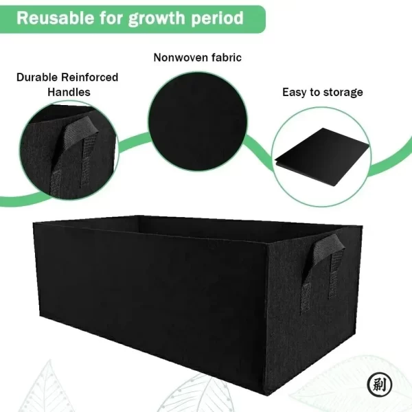 Seau de culture carré en feutre, sac de croissance des plantes, sac de culture multifonctionnel en feutre Non tissé pour plantes végétales – Image 4