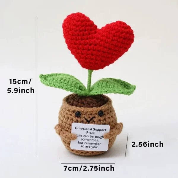 Poupée au Crochet de câlin de poche à énergie positive, Mini peluche tricotée à la main, pomme de terre, tortue, légumes, canard, cadeau de soutien amusant avec carte – Image 6