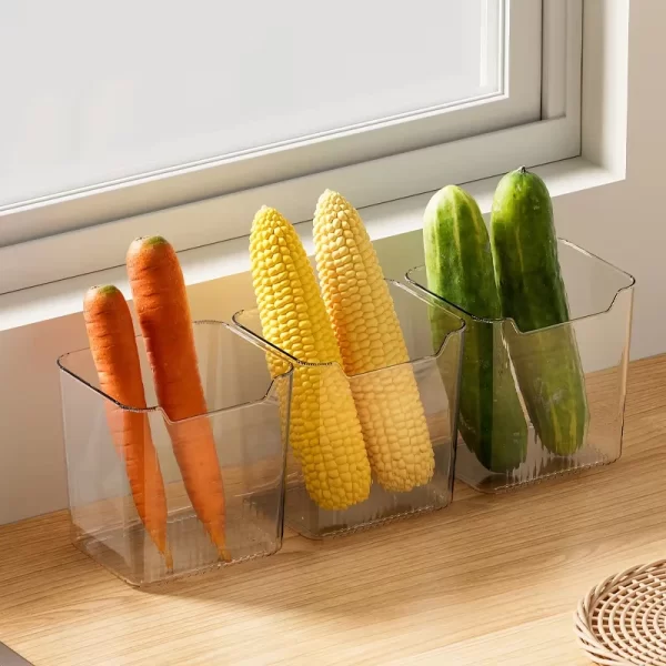 Boîte de rangement de porte latérale de réfrigérateur, 1 pièce, aliments, légumes, fruits, œufs, organisateur frais, boîtes de conteneurs de réfrigérateur de cuisine domestique – Image 3