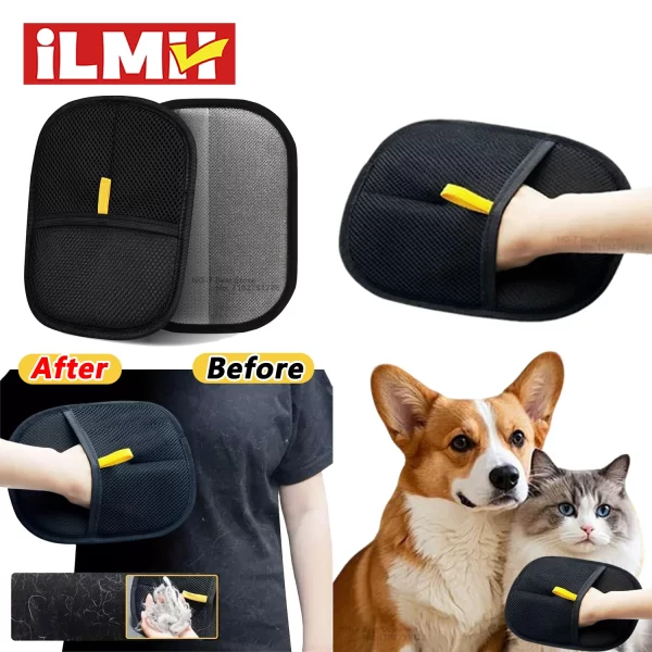 Outil d'épilation pour animaux de compagnie, gants d'élimination statique réutilisables, gants de toilettage Double face pour animaux de compagnie, élimine les poils de fourrure d'animaux pour tapis – Image 2