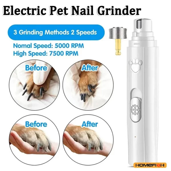 Broyeur à ongles électrique pour chien, coupe-ongles pour animaux de compagnie, Rechargeable par USB, indolore avec roue de polissage pour petits/grands animaux de compagnie – Image 5