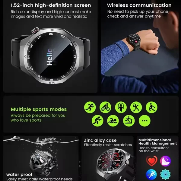 2025 nouveau pour Huawei GT5 Pro montre intelligente hommes AMOLED écran GPS surface de mouvement fréquence cardiaque Bluetooth appels SmartWatch étanche – Image 7